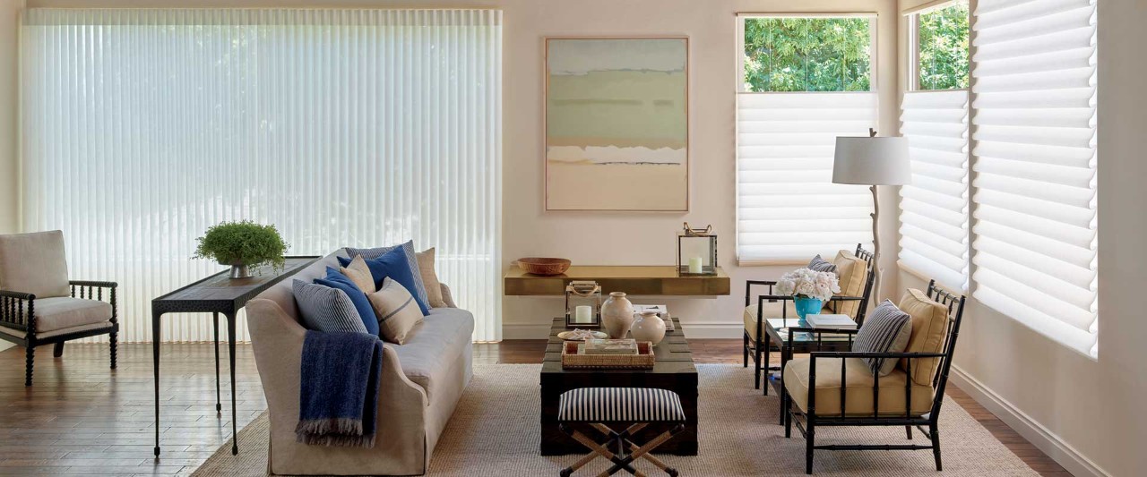 Living room with Luminette and Vignette shades.
